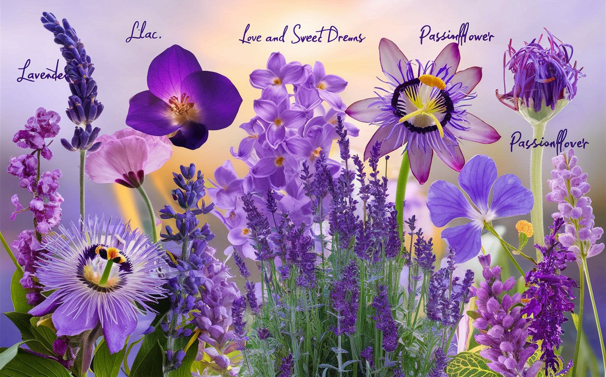 Different Flowers in a purple color