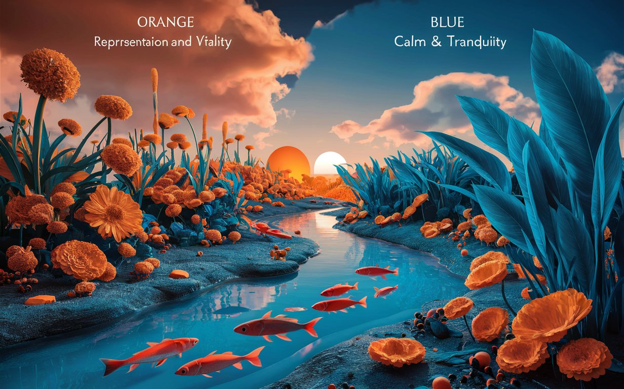 Orange and blue colors in Plants - Landscapes and animals