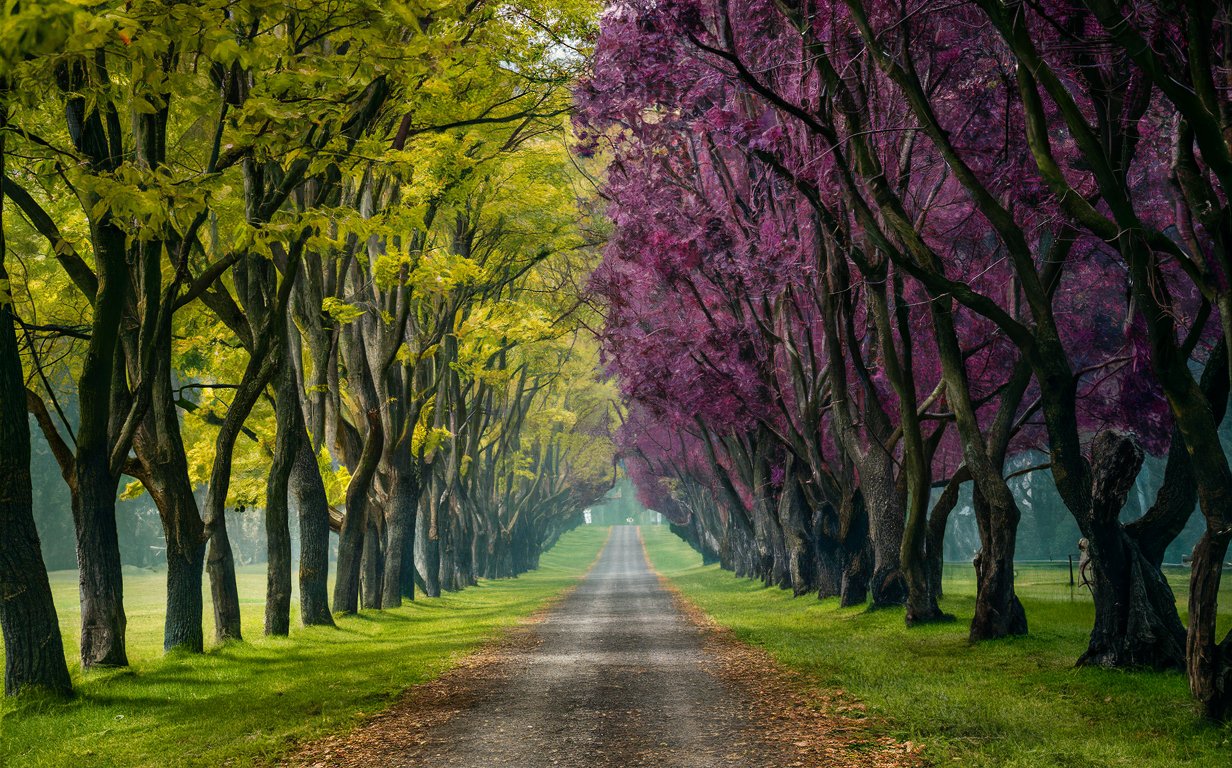 Purple and green colors in nature