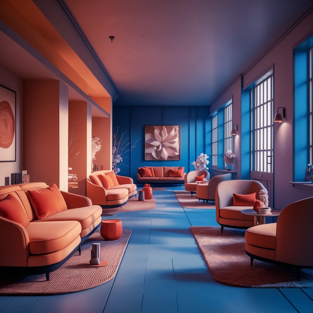 Use of Orange & Blue Colors in Modern Architecture and interior design